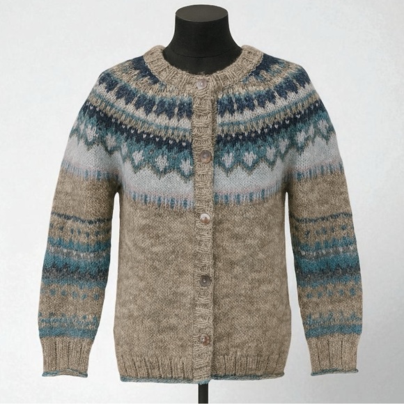 Augden Bolivian Hand Crafted Artisan Alpaca Wool Knit Button Up Cardigan Women S - Picture 1 of 16